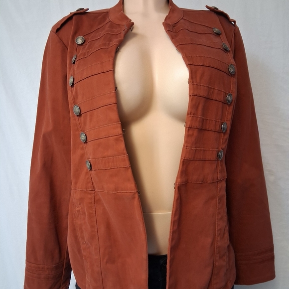 Chico's Burnt Orange Military Jacket Size 2 Usa Size 12/14 - Picture 16 of 16